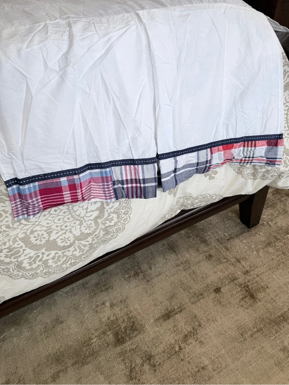 Pottery Barn Nautical Plaid Trim Crib Skirt